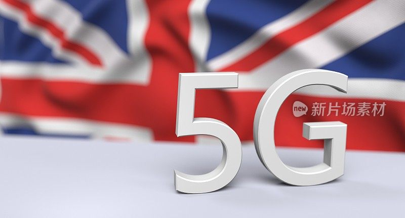 5G Wifi移动技术，英国国旗，无线通信